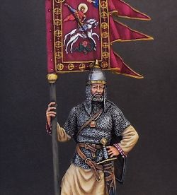 Russian soldier with the banner of St.St. George, 11th-13th centuries.