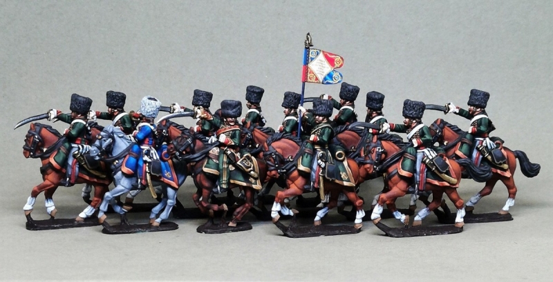 Chasseurs a cheval of the Imperial Guard in campaign dress (Perry miniatures)