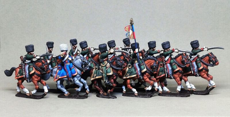 Chasseurs a cheval of the Imperial Guard in campaign dress (Perry miniatures)