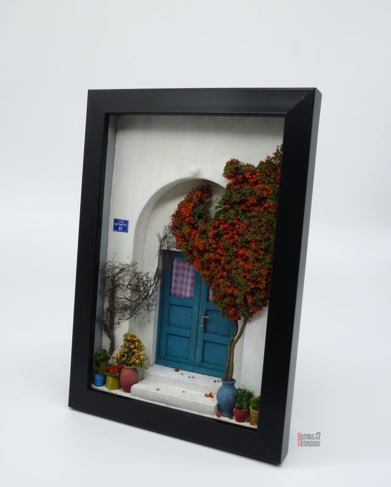 Greek island door frame diorama