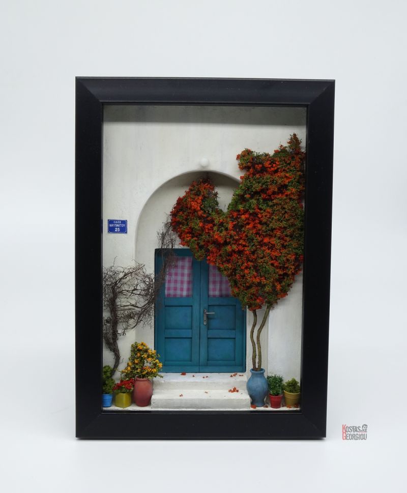 Greek island door frame diorama