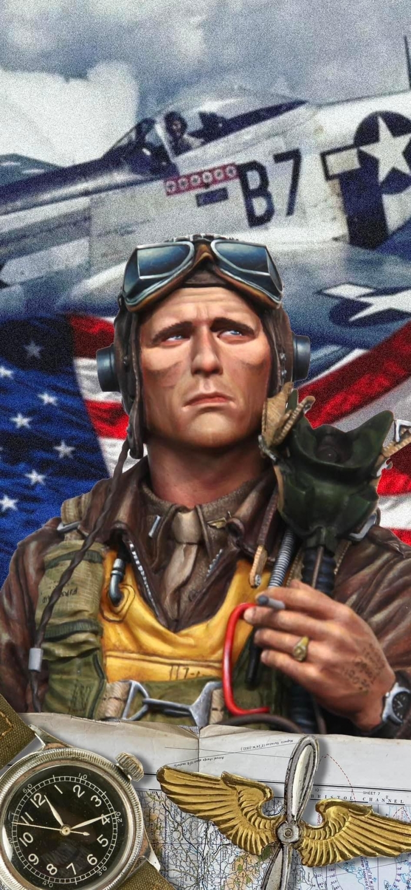 Young miniatures World War II American fighter pilot