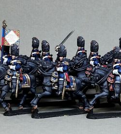 Grenadiers a Cheval of the Imperial Guard galloping , in campaign dress (Perry miniatures)