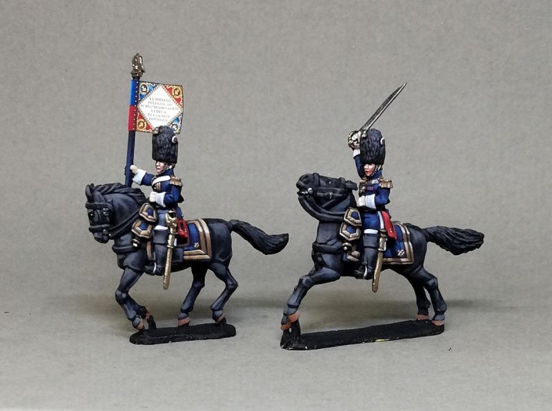 Grenadiers a Cheval of the Imperial Guard galloping , in campaign dress (Perry miniatures)