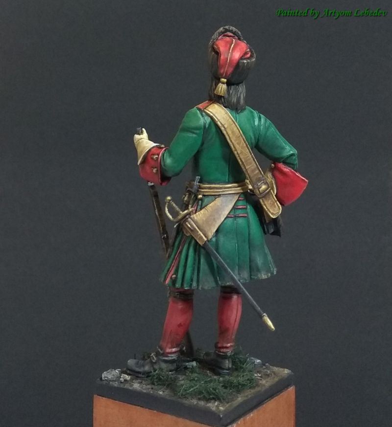 Russian grenadier of the early 18th century.