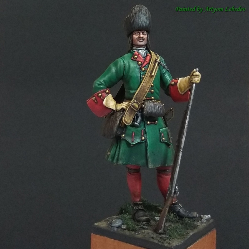 Russian grenadier of the early 18th century.