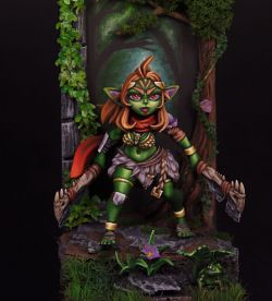 Ancient jungle guardian goblin girl vignette